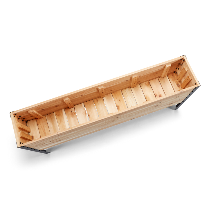 Wooden planter box on a white background